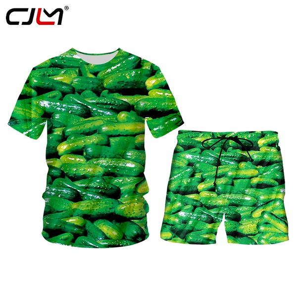 

cjlm summer 2 piece set 3d paint pickles cucumber graphic short sleeve tank shorts mens sets gym sleeveless hoodie tee set 1004, Gray