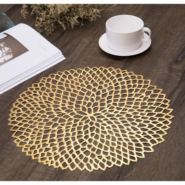 

flower hollow out pvc dining table mat pad tea coffee decorative individual placemat hermal insulation drink coasters f wmtsnc