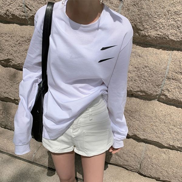 

zeu1g шея 2020 нового женский t styleshirt shirtand looseversatile письмо печатается с длинным рукавом футболки для простых студентов с круг, White