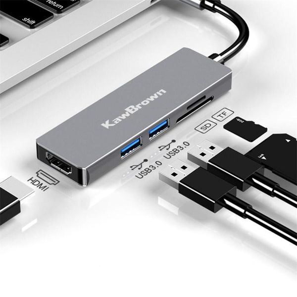 

5 in 1 usb c hub to hdmi 4k usb 3.0 sd card tf card adapter for pro