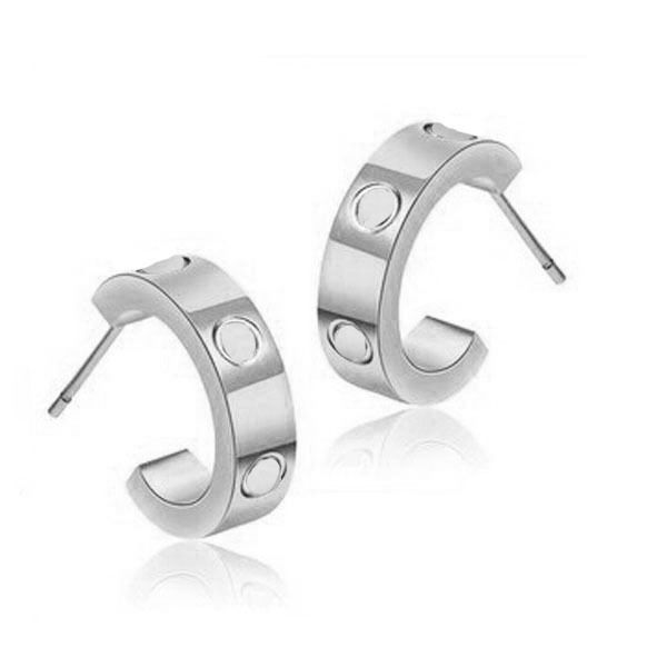 

classic luxury designer 15mm small love no diamond hoop 316l stainless steel 18k gold rose silver women earrings girls wedding jewelry, Golden;silver