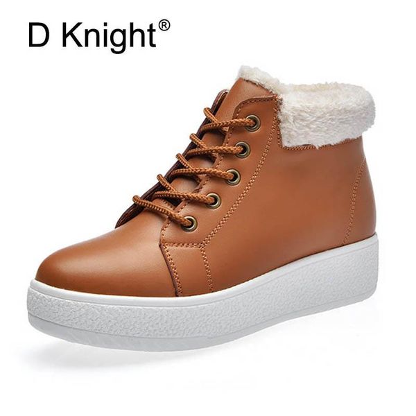 

мода короткие ботинки снега девочки с 3 см платформа черный браун теплый меховой зимы ботильоны для женщин узелок мед пяток женщина, Black