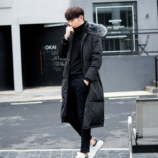 

2021 new black duck down male jacket with a hood of fox skin coats long chaquette jackets hombre wxf156 q3eh