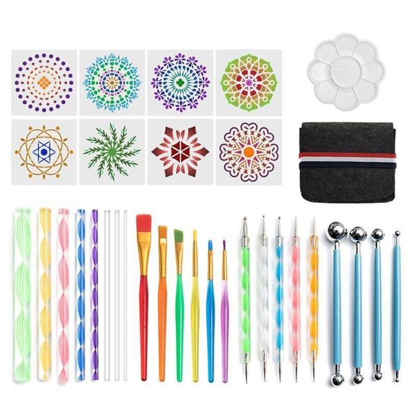 

32pcs/set mandala dotting tools kit for painting rock stone acrylic stick stencil template d qyleao, Silver
