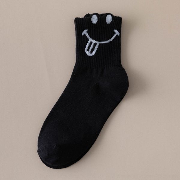 

o4kli южной кореи ulzzang мультфильм улыбающееся лицо и среднего шланговые весна лето хлопок женские новые студент хлопковые носки милые жен, Black