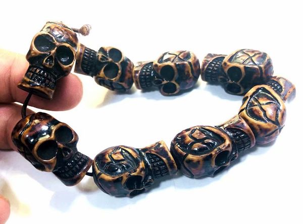 

yqtdmy 10 pcs new gothic style antique skull bracelet punk women/men vintage party personality accessories jewelry, Black