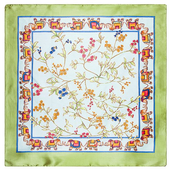 

mai tong scarves 60cm * 60cm leaves elephant family name wind ms. silk professional small square scarf, Blue;gray