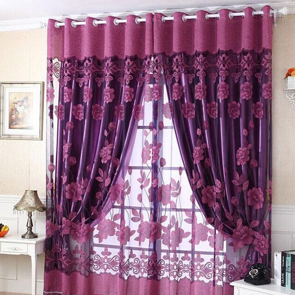 

romantic floral tulle voile door bedroom window sheer curtain drape panel sale1