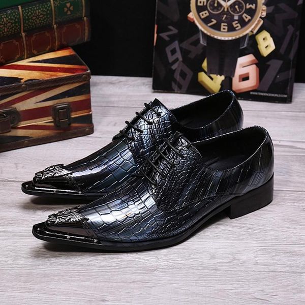 

italian shoes men leather alligator shoes for men patent leather dress party wedding footwear sping summer oxford, Black