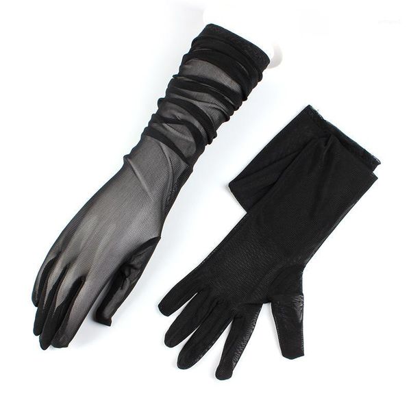 

five fingers gloves mesh female ultra-thin summer driving and cycling black sun protection arm sleeve autumn1, Blue;gray