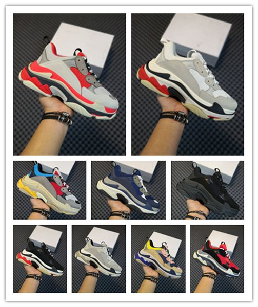 

designer triple s platform sneakers for men women chaussures paris fw triple black cream yellow red casual shoes luxury shoes 36-4