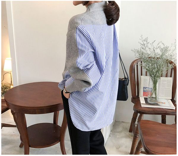 

colorfaith new autumn women's sweaters patchwork srtiped knitting v-neck stylish knitted button cardigans loose sw8161 200924, White;black
