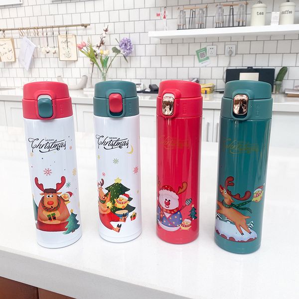

450ml christmas water bottle cute cartoon santa claus elk insulate vacuum thermos stainless steel lovely travel mugs water flask vt1773