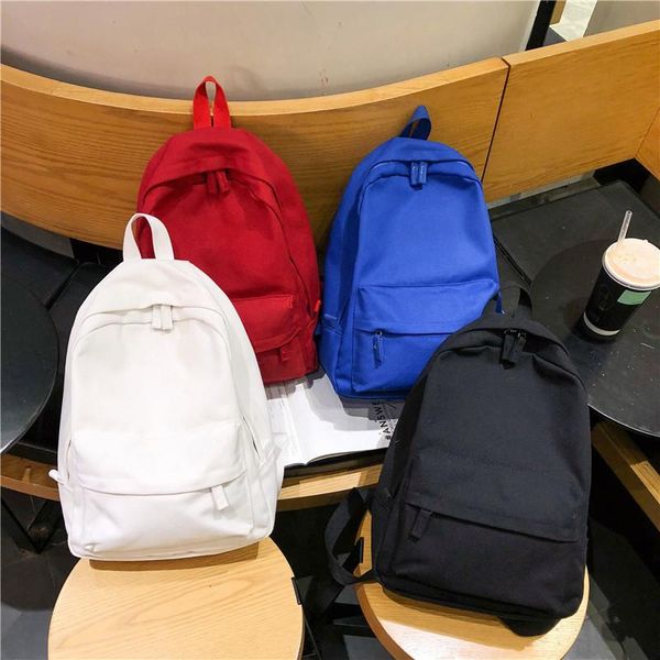 

canvas bag student campus female bag fashion solid color wild shoulder portable 2020 new backpack