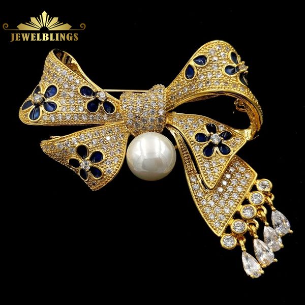 

vintage blue enamel flowers spotted short tassel golden bow brooches cz bowknot pins women coat scarf shawl wrap suit jewelry 201009, Gray