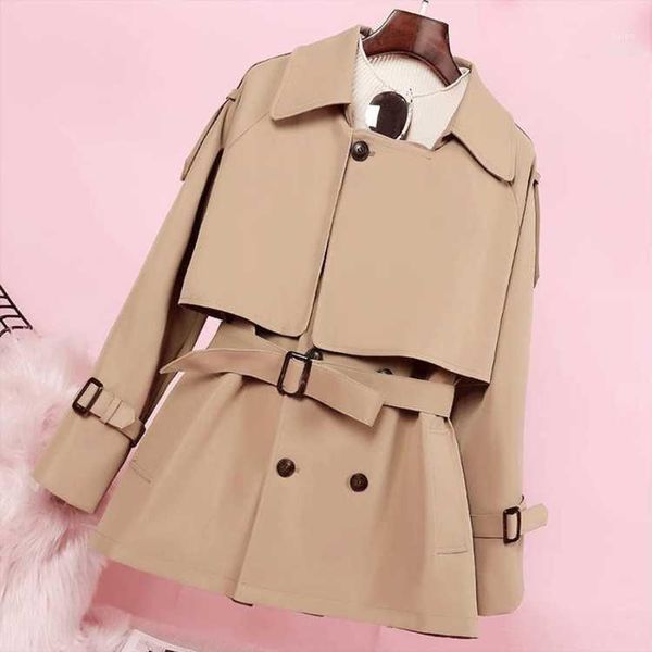

2021 new fashion women long trench coat autumn winter vintage belt double breasted khaki trench outwear slim office coat1, White;black