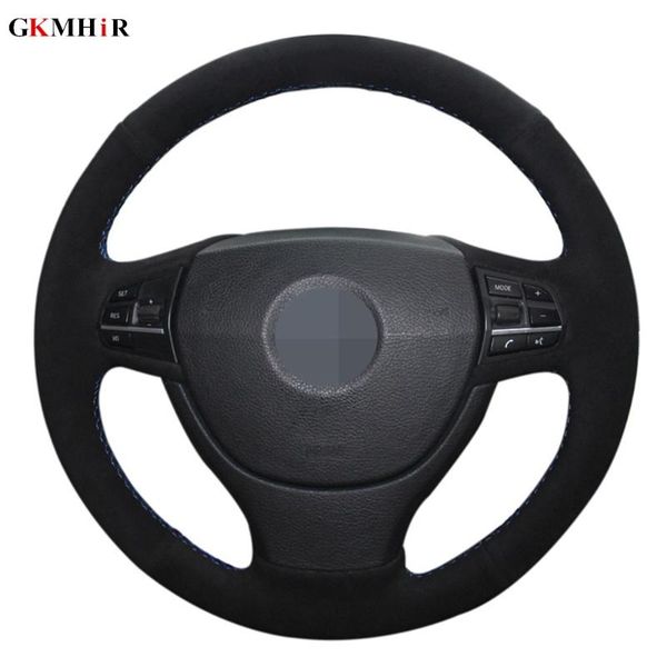 

diy hand-stitched black suede car steering wheel cover for f10 f07 (gt) 2009-2020 f11 (touring) 2010-2020 f01 f02 2008-2020