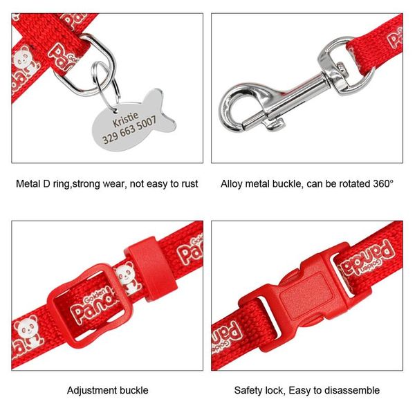 

4 colors nylon reflective cat puppy harness leash lead set walking adjustable pet traction vest belt for cat kitten gif jllism