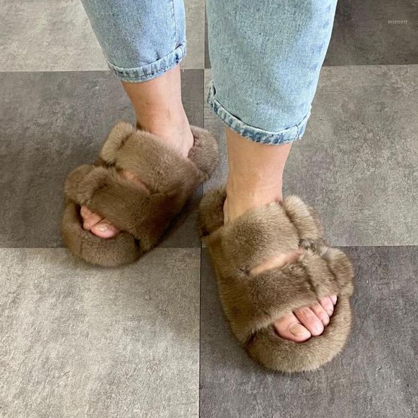 

european station fashion fur slippers slippers ladies 100% flat heel1, Black
