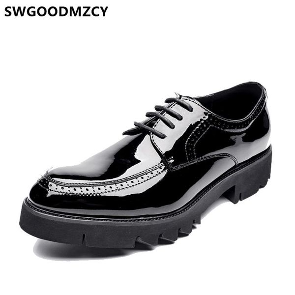 

dress shoes brogue men formal patent leather office evening business oxford wedding ayakkabi, Black