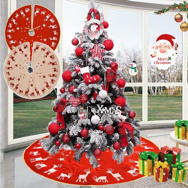 

christmas tree skirts fur carpet merry christmas decor ornament linen printed elk tree skirt decoration prop