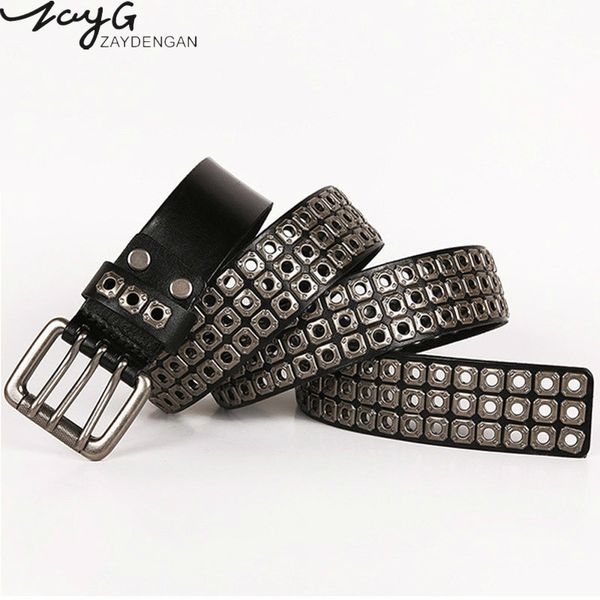 

zayg brand luxury pin buckles men and women hollow belt jeans wild belts for designer fashion leisure leather belt t200113, Black;brown