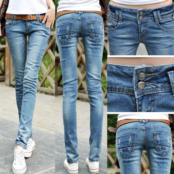 

2020 fashion pencil pants slim fit spring summer jeans woman low waist skinny trousers lady for women denim jeans pants1, Blue