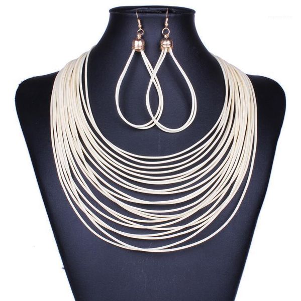 

fashion magnetism button multilayer leather chain choker statement necklace women dress long necklace women1, Golden;silver