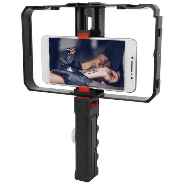 

universal video phone cage stabilizer filmmaking rig dual handle handheld phone stabilizer bracket with triple cold shoe mount1