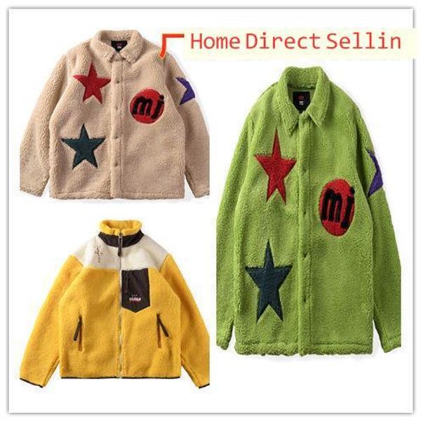 

men's jackets 21ss hip hop kanye's same style lamb wool embroidered star jacket men's and women's jacket fashion jacket, Black;brown