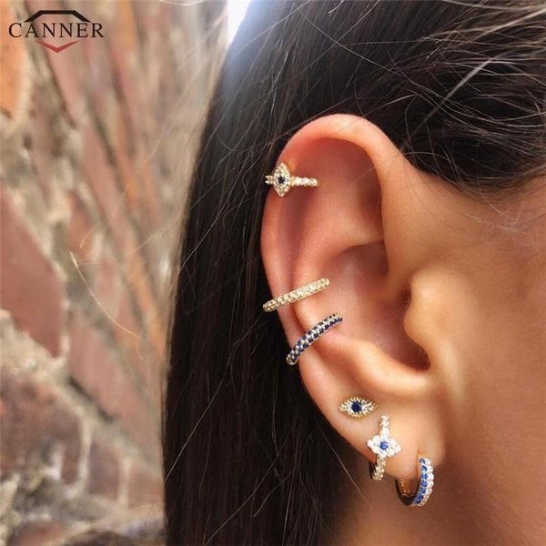 

CANNER Punk Small Hoop Earrings for Women 925 Sterling Silver Circle Earrings 2020 Evil Eye Earings Gold Color Jewelry Gifts H40