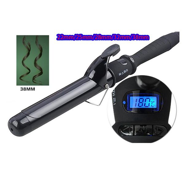 

professional 38mm/32/28/25/22 ceramic curling iron temperature adjustment hair curler wand curler hair curling irons ha bbysqi, Silver