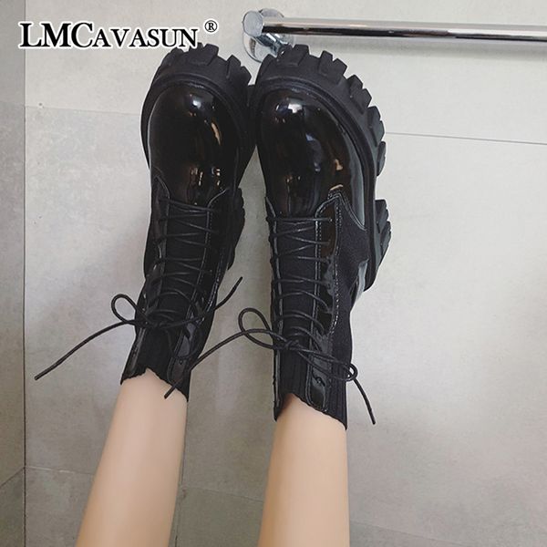

lmcavasun women winter boots thicken non-slip zip girl leather shoes boots women botas mujer boots c1011, Black;white
