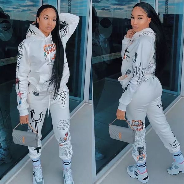 

sportsuit women streetwear tracksuits hip hop casual two pieces set hoodie sweatshirt and sweatpants activewear matching set 201104, Gray