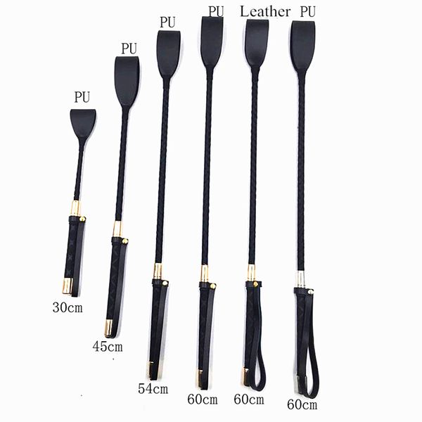 Massagem 30-60cm preto PU Paddle de couro Paddle longo Fliring Slave BDSM Bondage Flageger Sex Toys for Women Adults SM Games