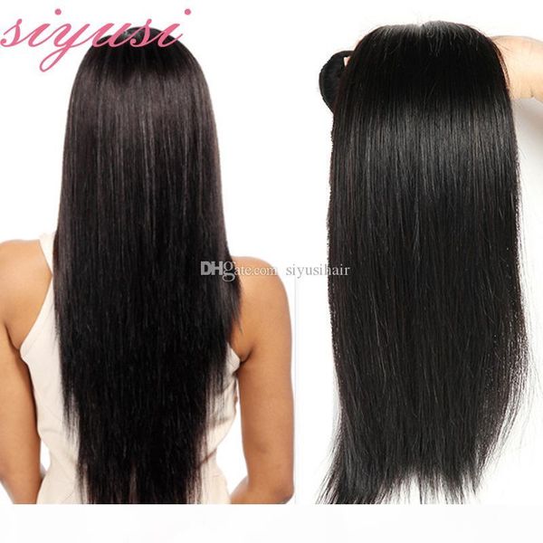 

siyusi hair products peruvian virgin hair straight 3 4 bundles peruvian body wave unprocessed human hair weave natural color, Black