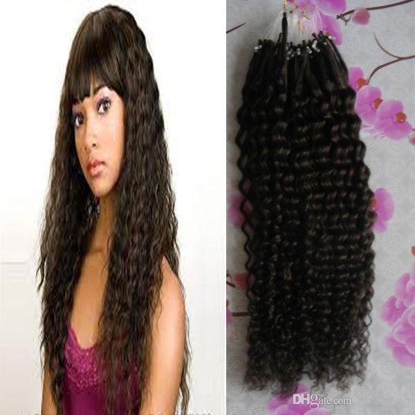 

hair extensions micro loop ring hair extension 100g kinky curly micro loop hair extensions 100s micro bead links remy 16"18"20&quo, Black