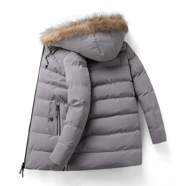 

big collar medium length 2020 new loose down cotton padded jacket men's coat, Black