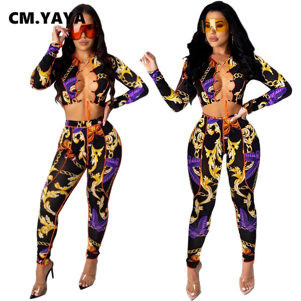 

print chest criss-cross drawstring crop and full length pants sheath two piece set women club 2 piece outfits, Gray