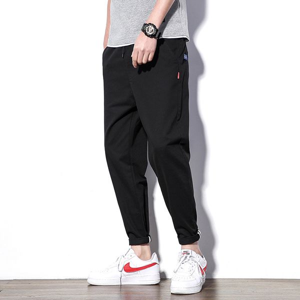 

nine point casual pants men's slim trend korean simple pants men's cotton quality fabric wash pants multi color, Blue