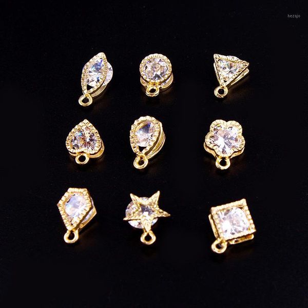 

christmas decorations 10pcs fashion jewelry floating charms round star heart gold color zircon imitation crystal charm for handmade accessor
