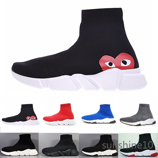 

2019 new paris trainers knit sock shoe original designer mens womens sneakers high casual shoes with box tm1s7