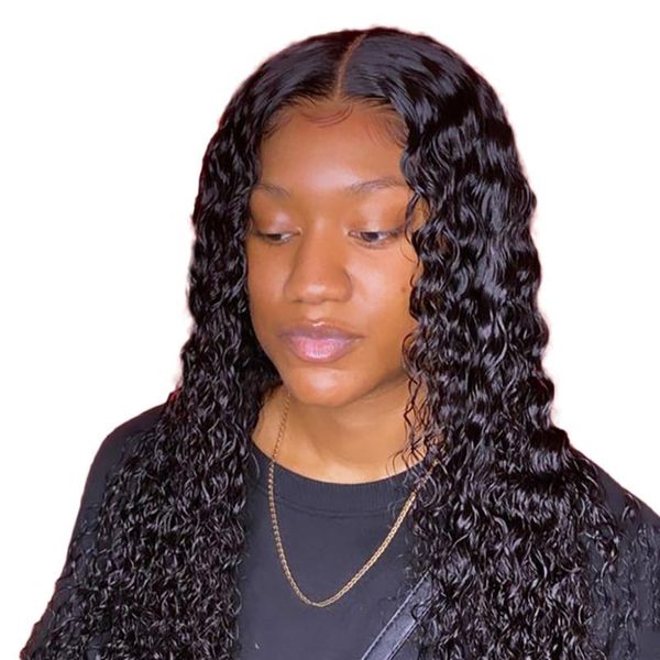 

water wave wig curly lace front human hair wigs for black women bob long deep frontal brazilian wig wet and wavy hd fullccrt vbrtsf, Black;brown