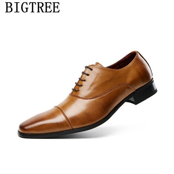

men italian shoes for men formal shoes genuine leather brown dress italian brand business classic wedding dress 2020 l, Black