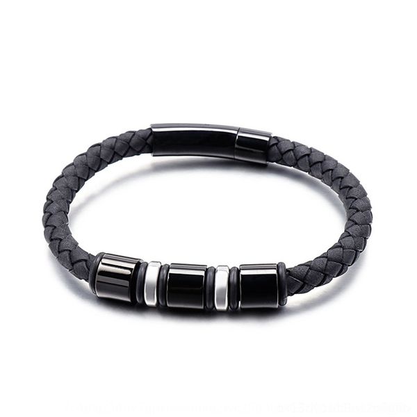

vfqhi lknuh style black leather rope female for men's beads new gift bracelet bracelet as a gift fashion her boyfriend lovers, Golden;silver