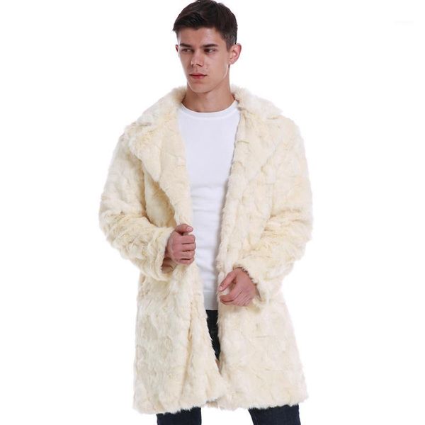 

beige faux fur coat men winter thick warm plush fluffy jacket 2020 new fashion casual male outerwear overcoat plus size s-3xl1, Black