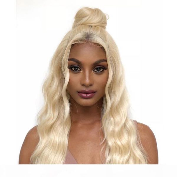 

9a brazilian virgin hair #613 blond 3 bundles with frontal closure lace frontal and bundles body wave hair bundles and frontal blonde, Black;brown