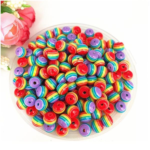 

new 6/8/10/12mm round resin beads stripe spacer beads for jewelry making children handcraft department diy bracelet acc jllhor