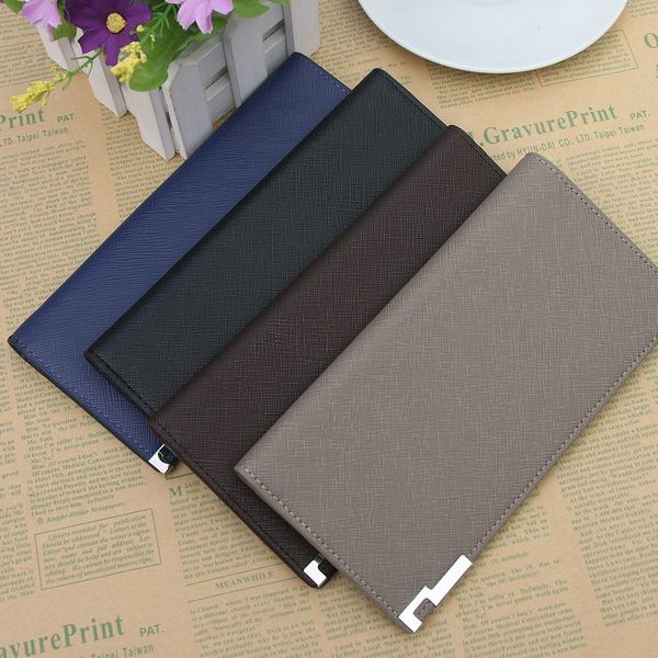 

new luxury leather id card holder long wallet for men purse handy bag, Red;black