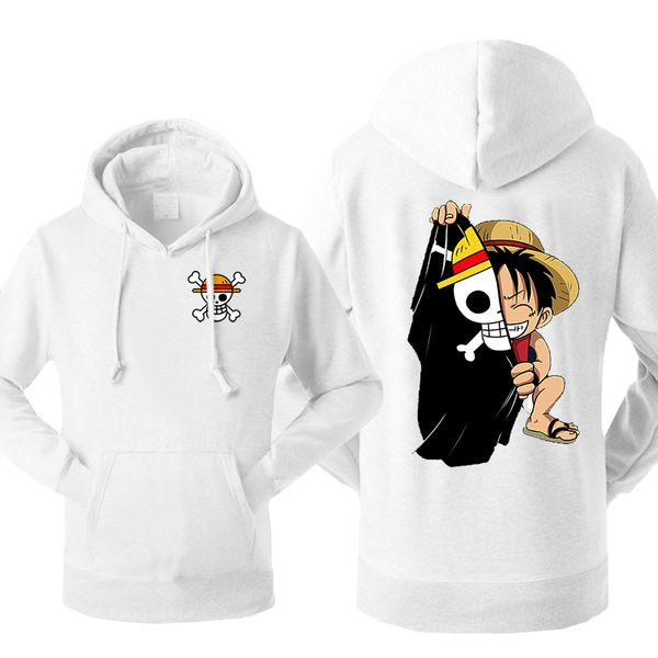 

япония аниме мужская one piece луффи толстовки толстовка флисовая толстовка streetwear зимний теплый пуловер harajuku casual спортивная, Black